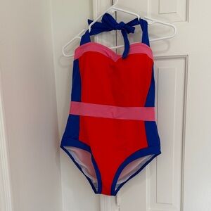 Boden Santorini One Piece Swimsuit in Red, Blue, and Pink - NWOT